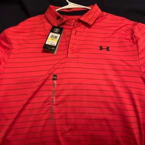 New Under Armor red striped polo